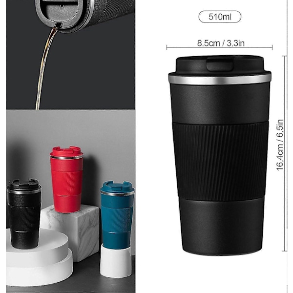 Resemugg för varma och kalla drycker, isolerad kaffemugg med läckagesäkert lock, dubbelväggig resemugg