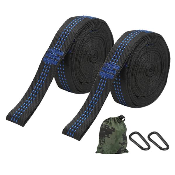 2-pack hängmattsremmar camping hängande rep stark bärförmåga med 2 stålhakar karbinhakar