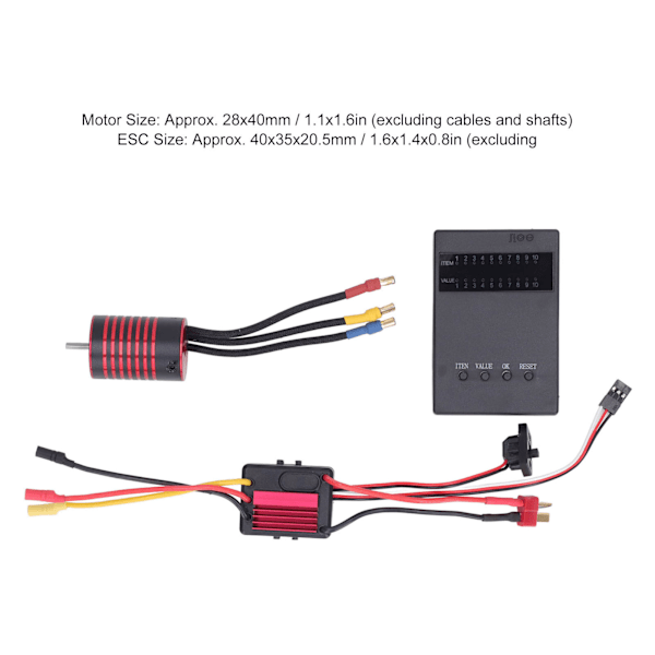 Harjaton M2838 -moottorisarja 35A ESC -ohjelmointikortti Elektroninen nopeudensäädin Combo -sarja 1/14 1/16 RC -autoon 3200KV