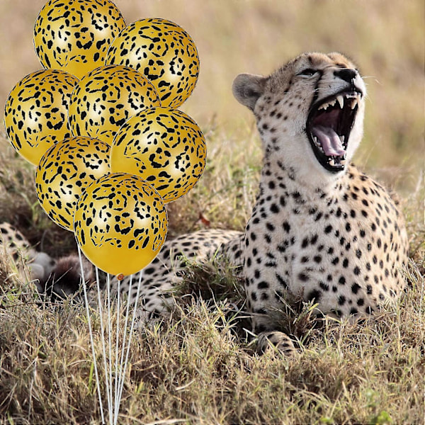 Dww-100 Stycken Leopardmönstrade Latexballonger, Djungeldjursballonger för Djurpark Safari Festtillbehör Dekoration