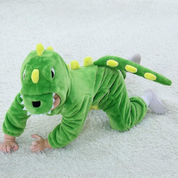 Toddler Dinosaur -hupparipuku lapsille - söpö eläin Halloween-asu (3-6 kuukautta) - Vihreä