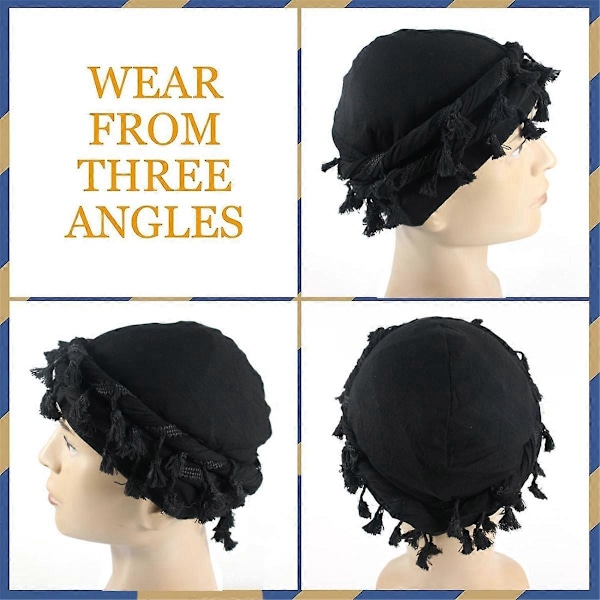 Turban för män, sidenfodrad mössa, huvudbonad, elastisk, förknuten C