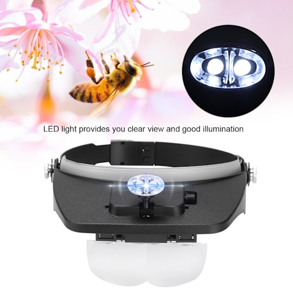 LED Biavl Bi Flytning Forstørrelsesglas Hovedmonteret Forstørrelsesspejl Linse