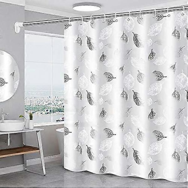 100% PEVA Vandtæt Anti-Skimmel Resistent, Hurtigtørrende, Vaskbart Badeforhæng, 180 x 180 cm (Løv)