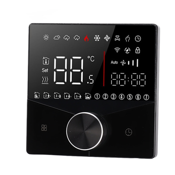 Smart termostat drejeknap design LCD farve display panel digital termostat til sauna rum gulvvarmesystem sort