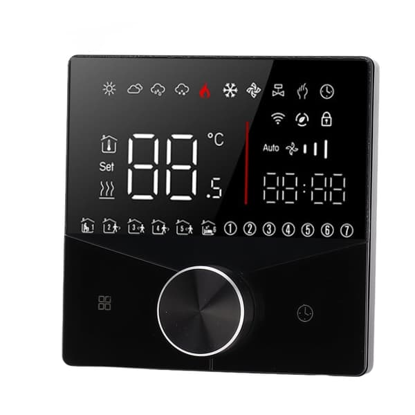 Smart termostat knapdesign LCD farvedisplaypanel digital termostat til saunarum gulvvarmesystem sort