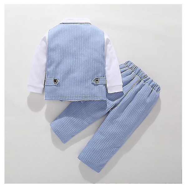 Gentleman Blå Baby Drenge Formelle Bryllups Tuxedo Outfit