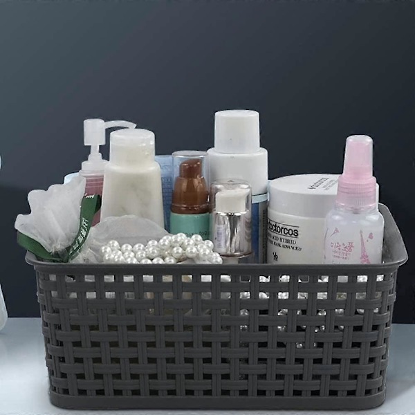 Set med 6 svarta förvaringskorgar i plast
