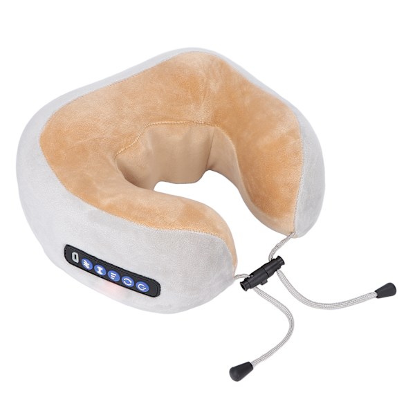 Genopladelig U-formet massagepude elektrisk nakke cervical massager memory foam bil nakkebeskytter grå