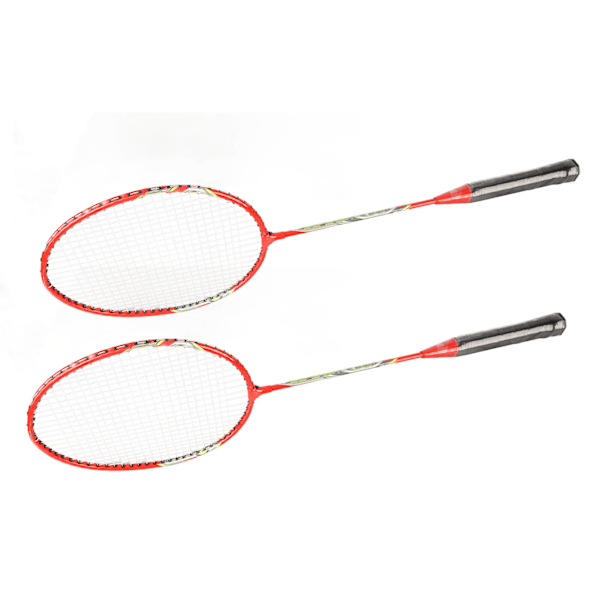 LEIJIAER Badminton Racket Set med 2 spelare Järnlegering Professionell Träningsersättning Utrustning Röd