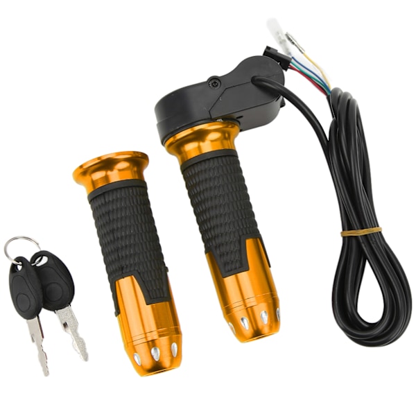 1 par 12V-99V gasshåndtak Universal vri gasshåndtak gasshåndtak med nøkler for elektrisk sykkel scootergull
