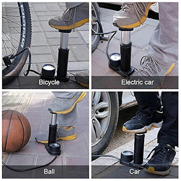 Bærbar cykelpumpe, fodpumpe, til cykel, motorcykel og basketball