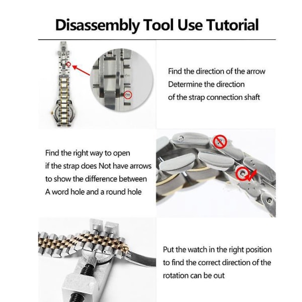 Watch Link Pin Remover Tool Kit med 3 extra stift för watch