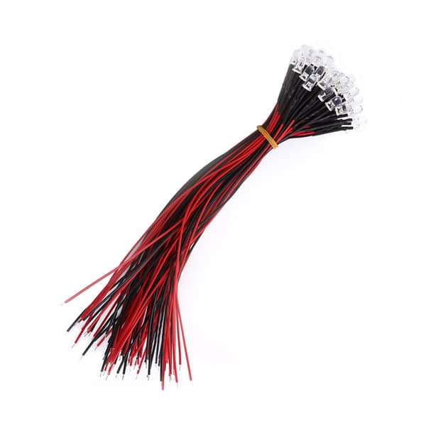 50 stk. ferdigkoblede DC 9-12V 3 5 10mm vanntette LED-dioder Hvit Rød Blå Grønt Lys A