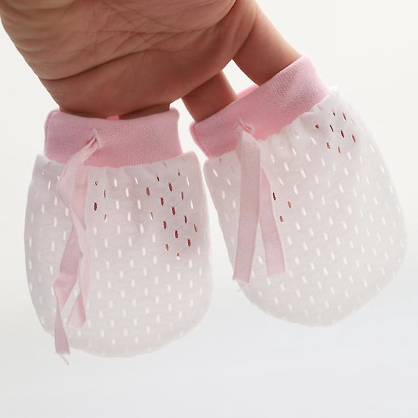 Set med 6 Bomulls Baby No Scratch Vantar Mesh Handskar Unisex 0-10 Månader 3 Färger