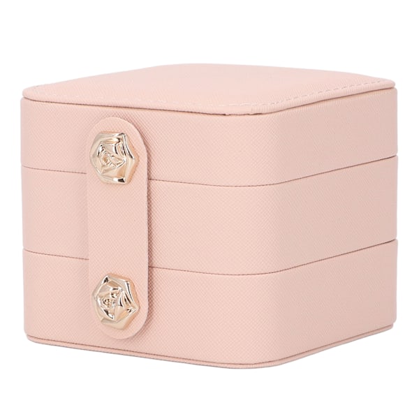 Smykkeæske Pink Bærbar Multi Layer PU Læder Smykke Rejsetaske til Hjem Ring Øreringe Halskæde