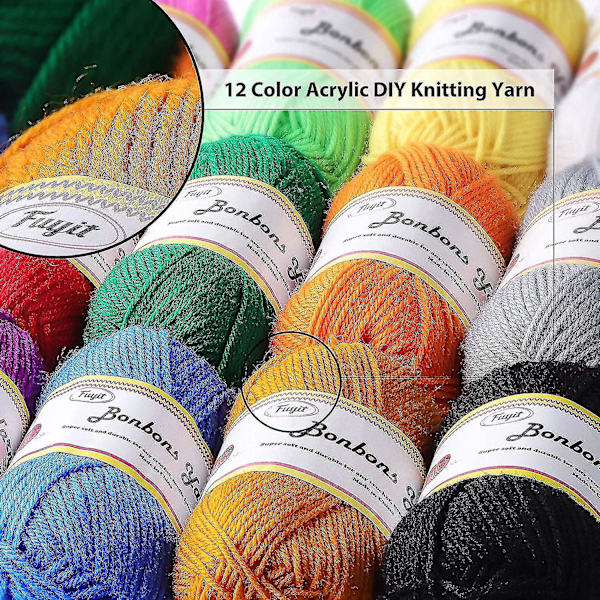 Assorterat DK-garnsset - 12x50g, 1200 meter, 100 % akryl