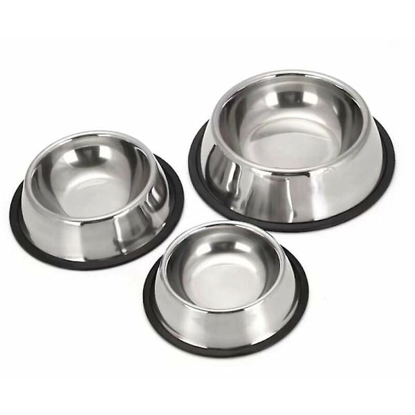 Hundeskål i rustfrit stål, Foderredskaber, Rustfri stålskål (bunddiameter 18 cm)