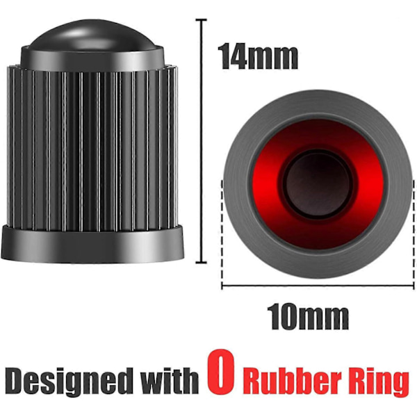 10 st Däckventilkåpor, med O-ring, Universella dammskydd för SUV, Bilar, Cyklar, Motorcyklar, Lufttät Försegling, (10-pack Svart)