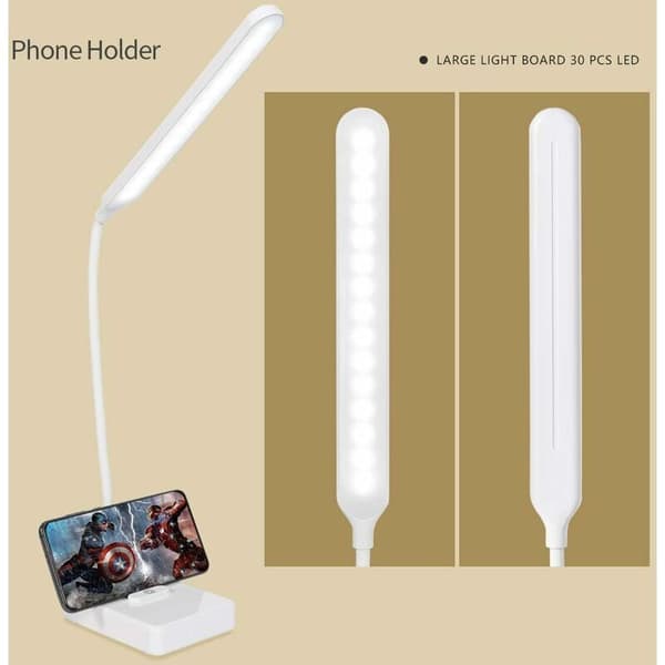Rwoythk – USB Genopladelig LED Bordlampe 2000 mAh – 6 Lysstyrkeniveauer – 3 Lysfarver – Bærbar til Læsning og Studier
