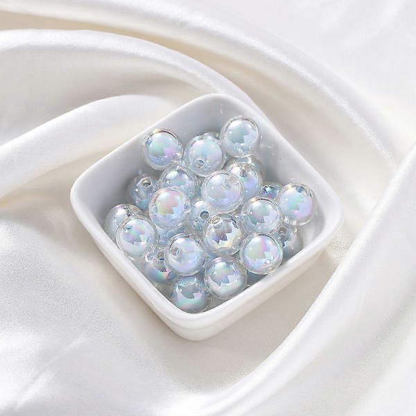 30-50 stk. Fargerike AB Frostet Klare Akrylkuler for DIY Smykkefremstilling Håndlagde Tilbehør Størrelse 8-15mm FrostedBlue 8mmx50stk