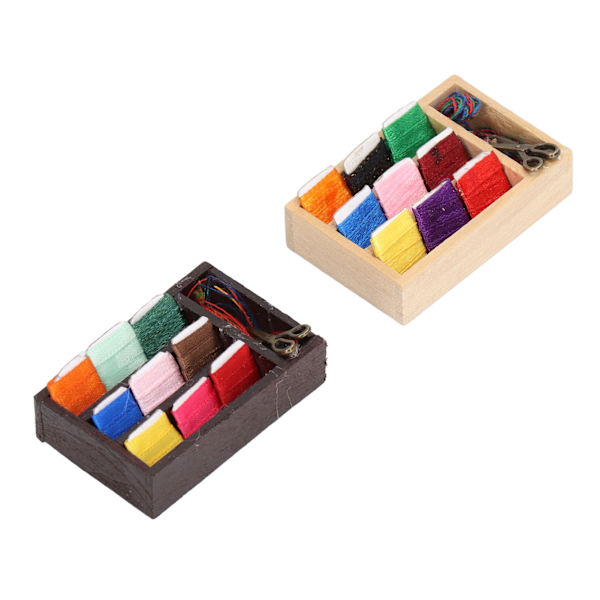 2 st miniatyr sylåda mini storlek lindträ metall söt trä färg svart dockhus sy leksaker för julklapp