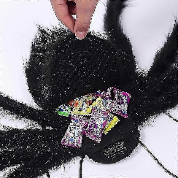 Halloween-koriste, pehmolelu hämähäkkipuku, reppu, karkkipussi (musta) 1 kpl
