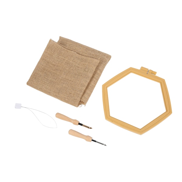 Punch Needle Kit Hex Hoop Glossy Frame Easy Operation Safe Durable Punch Embroidery Kit for Craft DIY Beginners