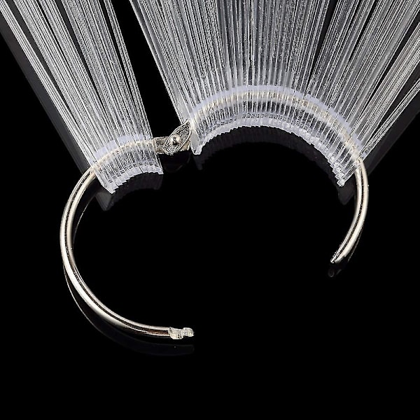 Klara fläktformade lösnagelswitches Nagelack Övning Display Konst Tips Nagelprovpinnar med metallring