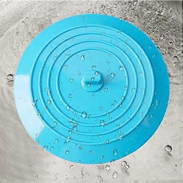 Silikon Badkarspropp, Universal Diskbänkspropp, 15 cm Avloppsproppskydd för Kök Badrum Tvättstugor (Blå)