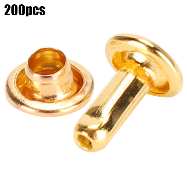 200 stk. dobbelt runde hætte nitter fastgørelsesdel lædersko taske tøj tilbehør imitation guld 6 x 8mm dobbelt runde hætte nitter