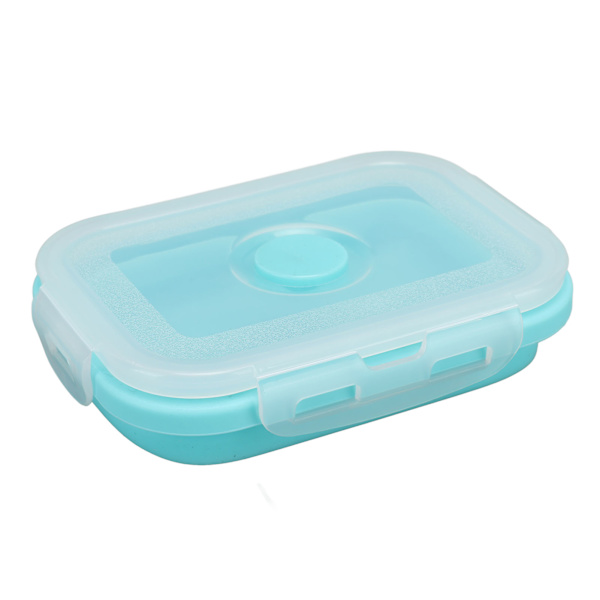 Hopfällbar silikonmatbehållare, temperaturbeständig, mikrovågsugnssäker lunchlåda, miljövänlig Bento-låda, 1200 ml, blå