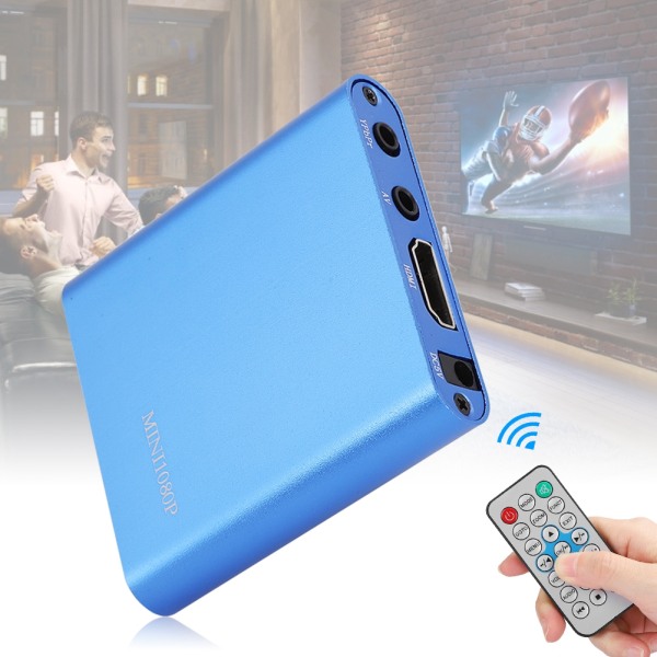 Mini 1080P HDMI Digital Media Player Harddiskdekoder med fjernkontroll (100-240V) Blå EU