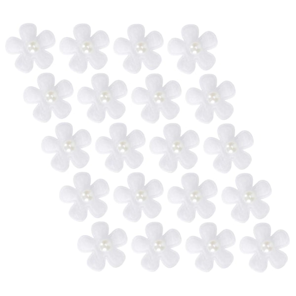 200 stk håndlagde blomster hvite femblads perle rhinestone DIY kunstige hårtilbehør