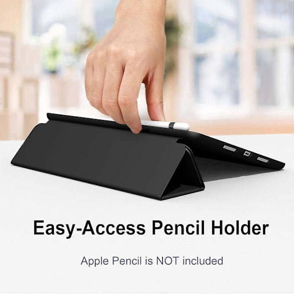 Sort, beskyttende etui til iPad10.2/iPad10.5/iPad9/iPadAri3, tyndt og blødt tri-fold stand smart etui, automatisk sleep/wake up etui med penneholder