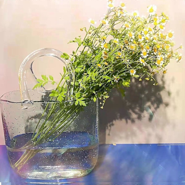 Bästsäljande Handväska Form Klar Vas, Klar Väska Glas Blomvas För Hem Bröllopsdekor Ljusrosa