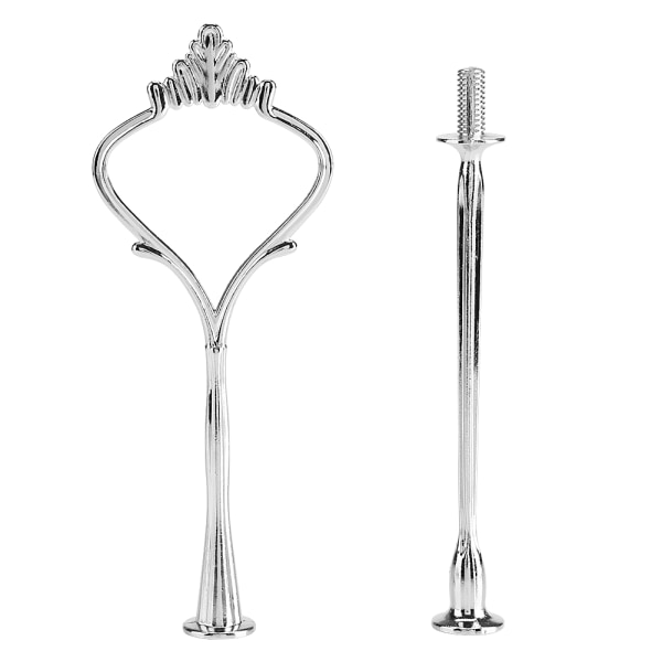 Multi tårtbricka Stativ Handtag Fruktfat Hårdvarubeslagshållare (2-vånings Crown Silver)