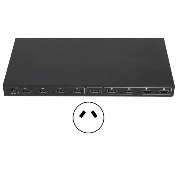 4K 1 inn 8 ut HD Multimedia Interface Splitter 8-veis HD Multimedia Interface-distributør 100-240V AU-plugg