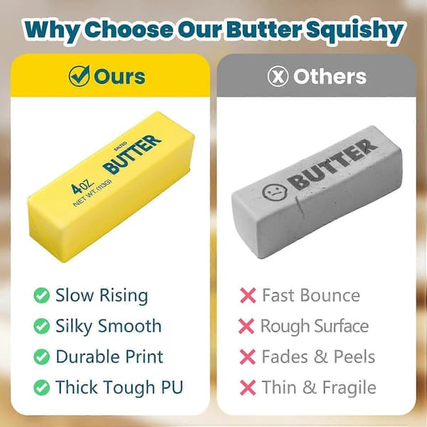 Large Butter Squishy Slow Rising Squeeze Toy, Giant Soft Stretchy Butter Stick