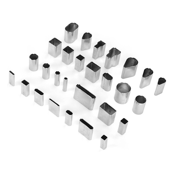 28 Shape Style Hollow Punch Cutter Set Rektangulärt högt kolstål Läder Pressverktyg Läderverktyg för läder