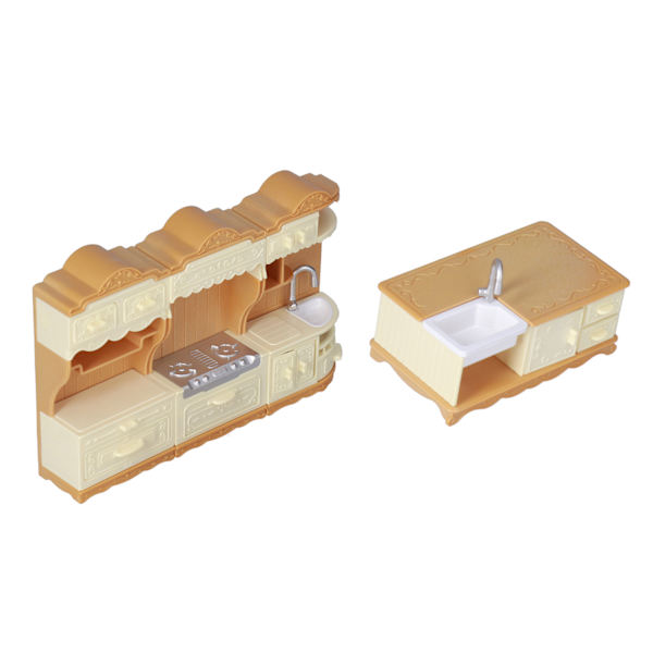 Dockhus Miniatyrer Möbler Kök Set Säker Utsökt Miniatyr Kök Set för Barn Gåvor (Diskho Spis Skåp Matlagning Bord)