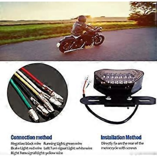 12V Motorcykel Integreret Bremse Baglygte Blinklys Nummerpladebeslag LED Universal Motorcykel Baglygte (Sort Beslag Røget Dæksel)
