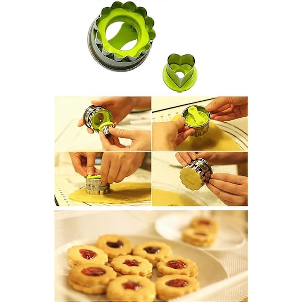 Leivonnaisleikkuri, 6 minivoileipäleikkurin setti, ruostumattomasta teräksestä valmistetut piparkakkumuotit hedelmäleikkurille, fondantille, kekseille, leivonnaisille, kakkujen koristeluun ja leivontaan