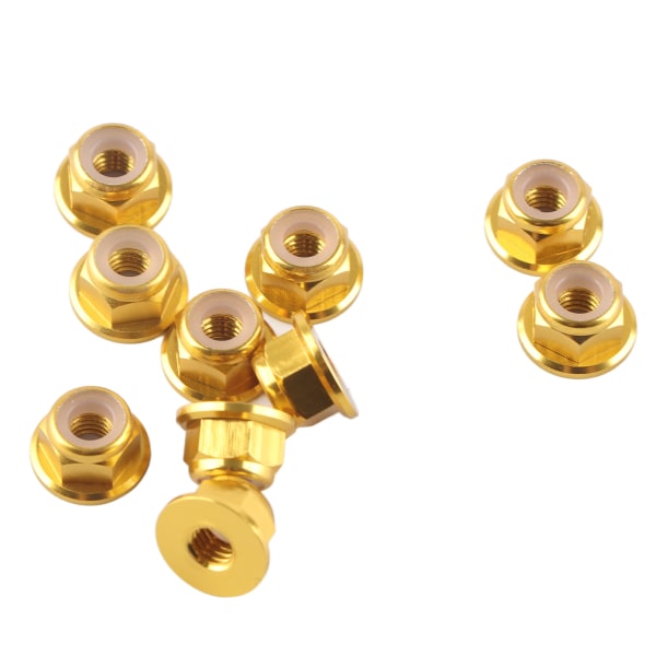 Anodiserte M4 Nylon Insert SelfLock Muttere Hex Lock Muttere Aluminiumlegering 10stk Sett