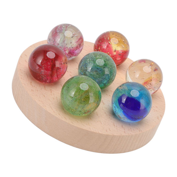 Ball nattlys 3D-effekt Fargevariasjon Malingsprosess Innebygd LED Glass Sapele Bøk Krystallkulelampe for dekorasjon Rund platebunn Bøk
