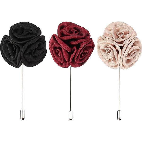 Elegant Rose Lapel Pin Set for bryllup og feiringer - 3 farger