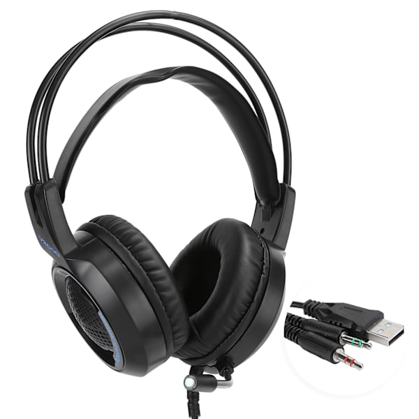 V2000 Gaming Headset Brusreducerande Mikrofon Hörlurar 3,5 mm Kontakt Hörlurar med LED-ljus för PC/Switch