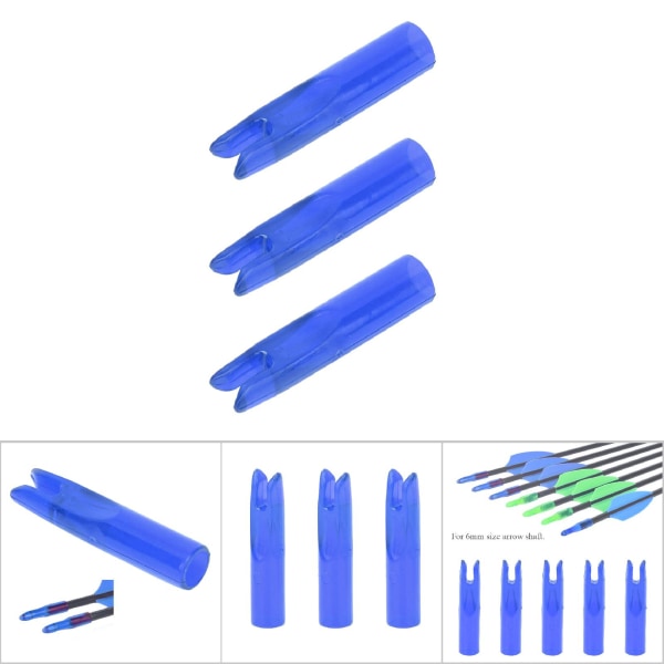 50st Bärbar plastbågepil Nock Insert Tail Bågskyttetillbehör för 6mm skaftblå