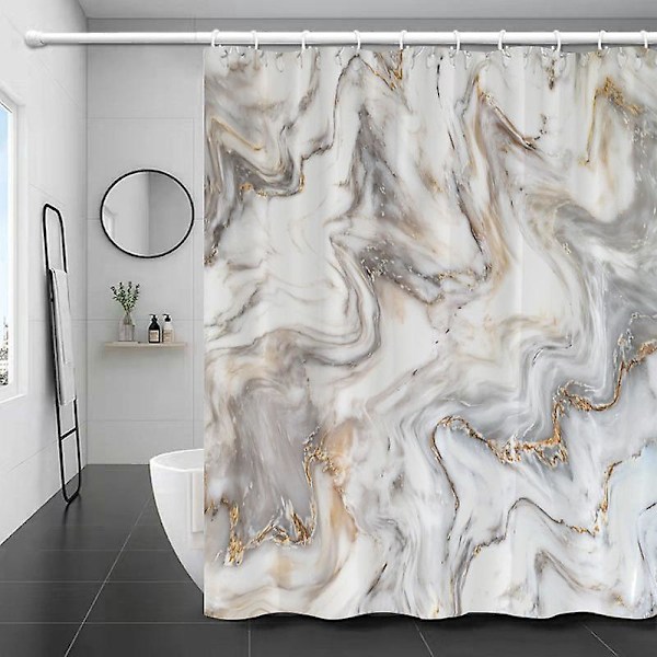 1 st Duschdraperi med marmormönster för badrum, för modern badrumsdekoration, 180 x 180 cm