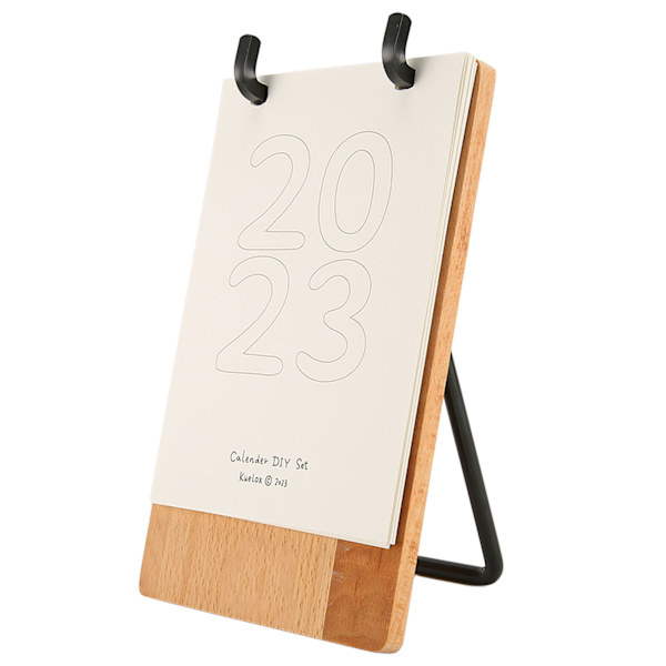 2023 Skrivebords Kalender Enkelt Montering Stabil Sterk Tre Metall Malbar Månedlig Kalender for Soverom Kontor